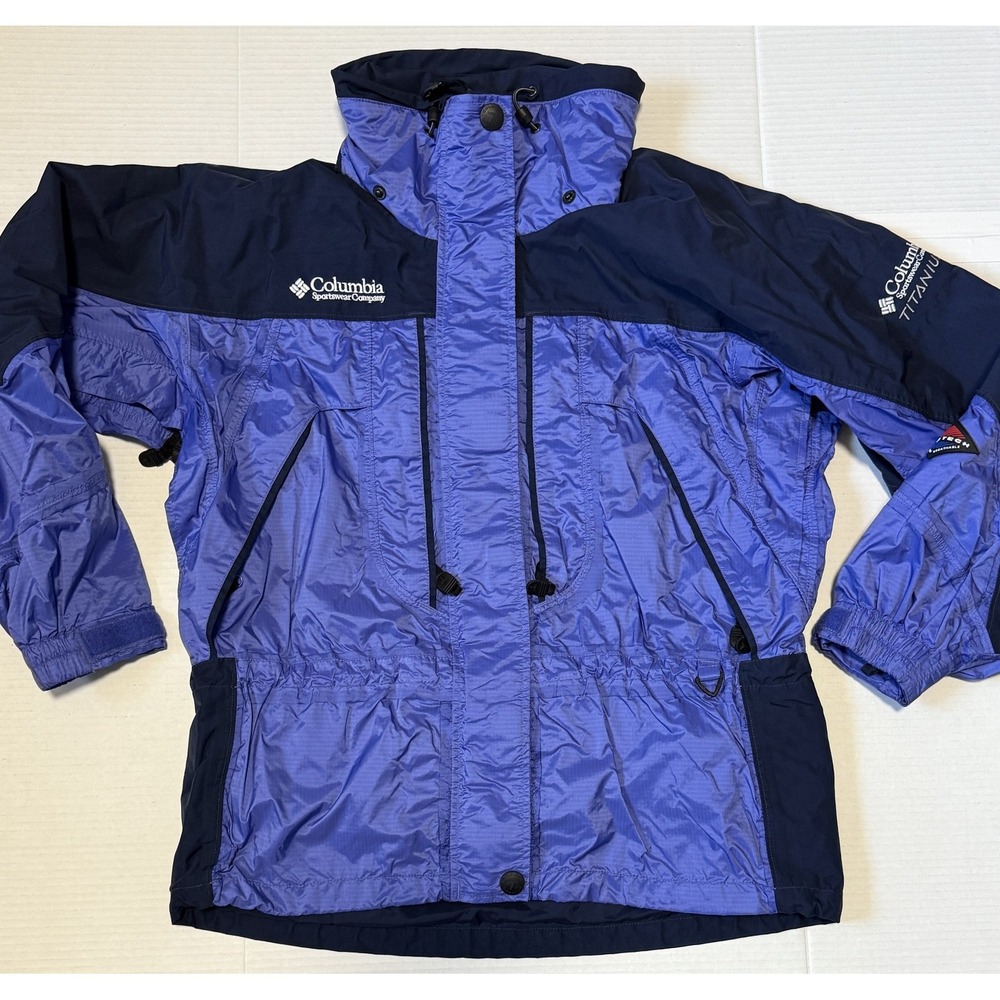 COLUMBIA Titanium Omni-Tech - Women's Blue Outdoors Hiking Trail Jacket - Medium